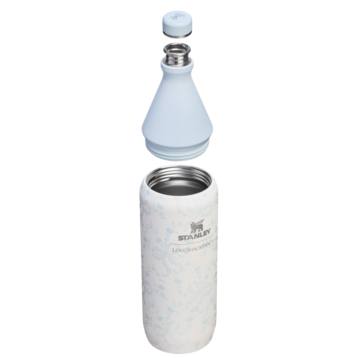 Stanley 1913 Stanley 1913 x LoveShackFancy All Day Slim Bottle 1L in Coquette Bow - Winter Ice
