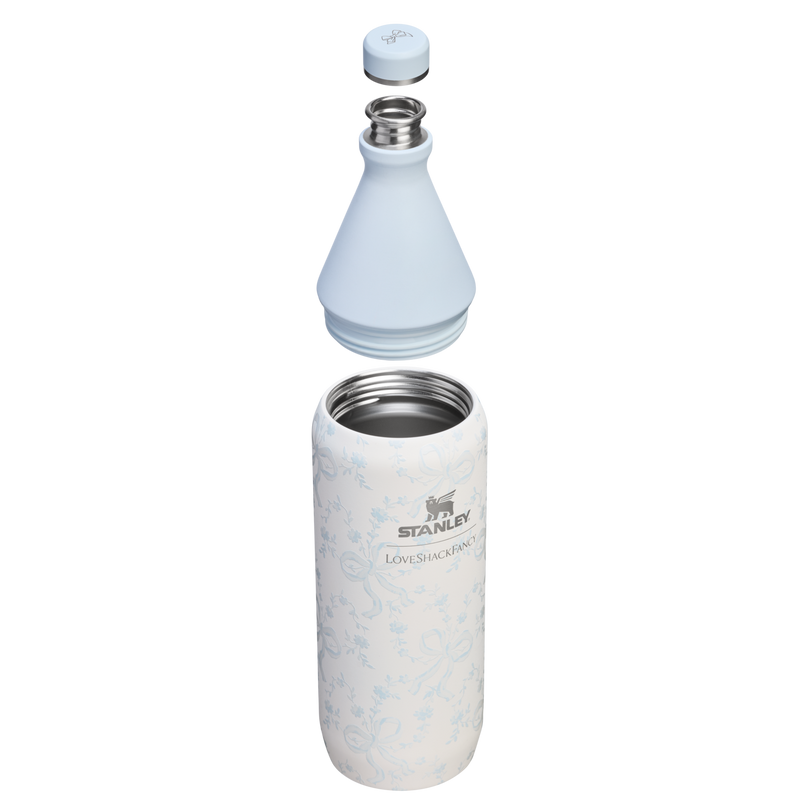 Stanley 1913 Stanley 1913 x LoveShackFancy All Day Slim Bottle 1L in Coquette Bow - Winter Ice | Cross Section View