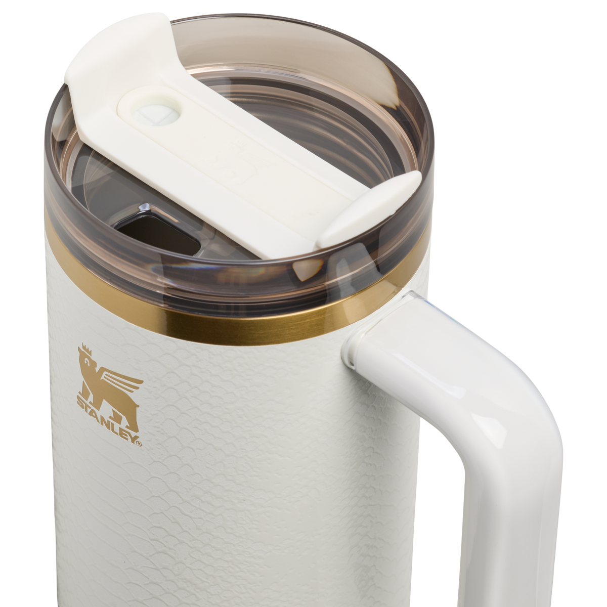 Stanley 1913 Quencher® Luxe H2.0 FlowState™ Tumbler 0.89L in Pale Stone Snakeskin | Coperchio Dettagliato Visualizza