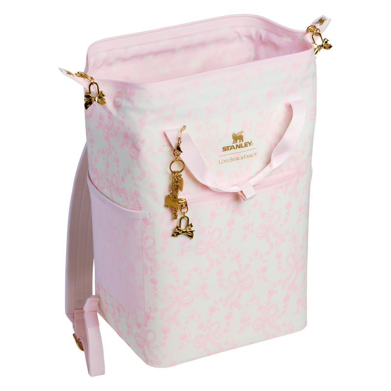 Stanley 1913 Stanley 1913 x LoveShackFancy All-Day Madeleine Mini Soft Cooler 13.2L in Coquette Bow - Chantilly | Back Open View
