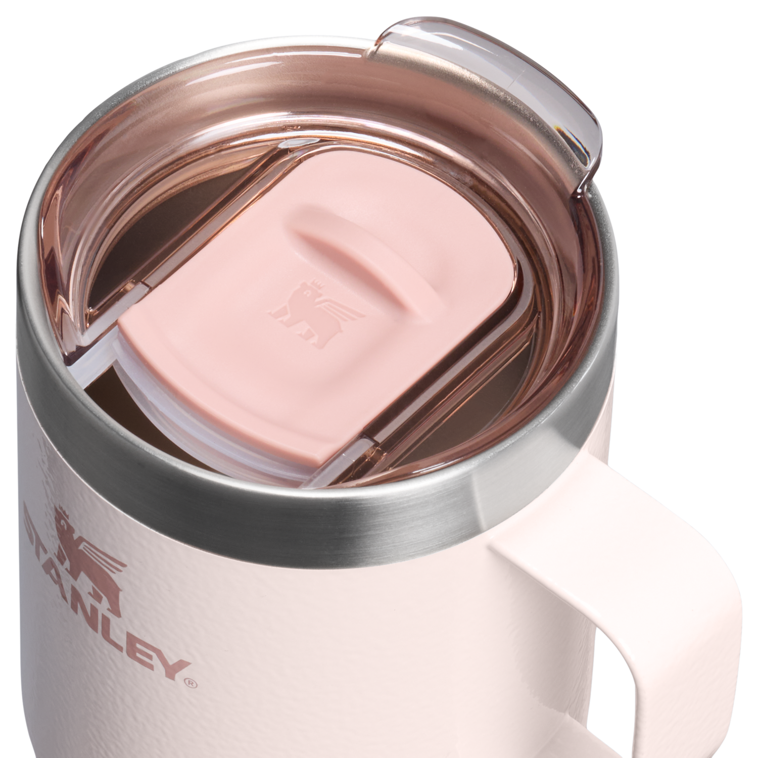 Stanley 1913 Everyday Camp Mug 0.23L in Hammertone Rose Quartz | Lid Detailed View