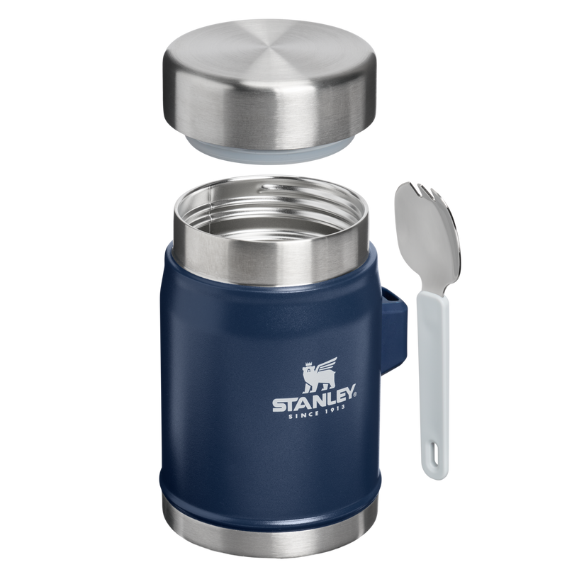 Stanley 1913 Classic Legendary Food Jar + Spork 0.4L dans Dark Navy | Coupe transversale Afficher