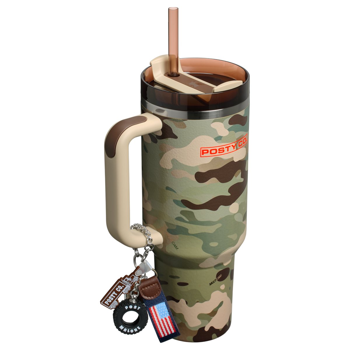 Stanley 1913 The Post Malone & Stanley Quencher® H2.0 FlowState™ Tumbler 1.18L in Post Malone MultiCam® | Back View