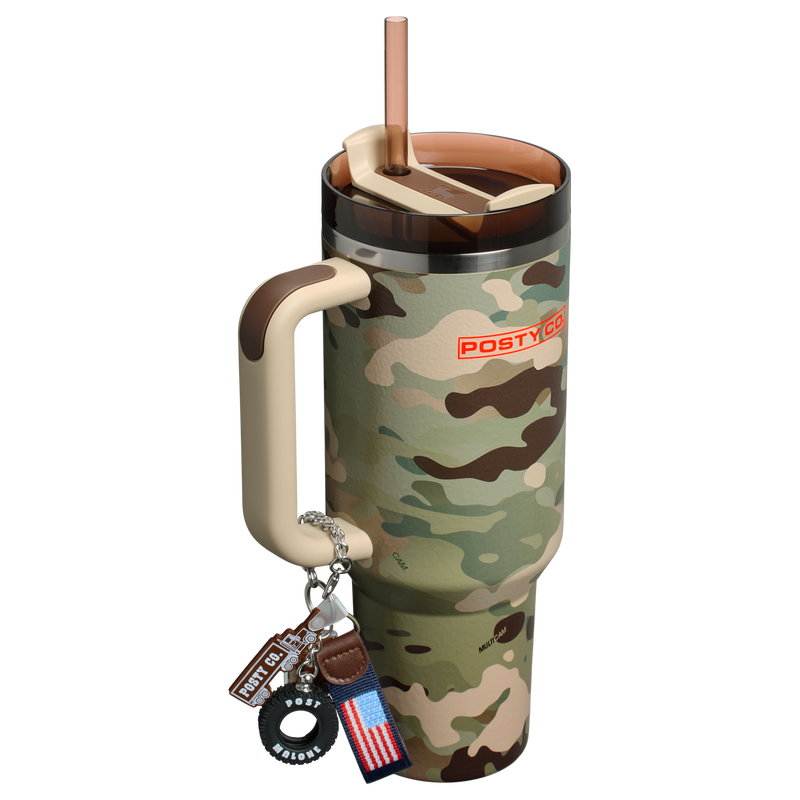 Stanley 1913 The Post Malone & Stanley Quencher® H2.0 FlowState™ Tumbler 1.18L in Post Malone MultiCam® | Back View