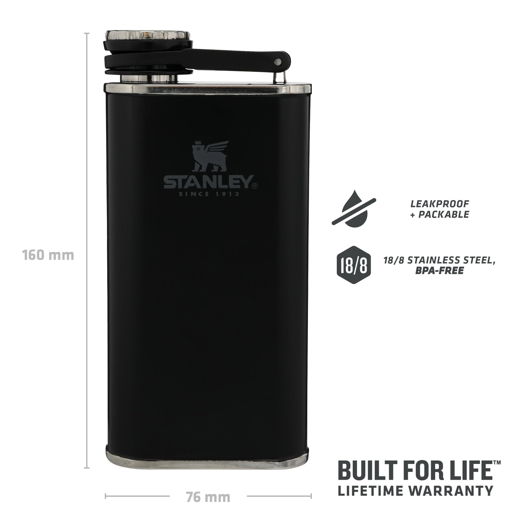 Stanley The Easy Fill Wide Mouth Flask 230 ml, dark blue, hip flask