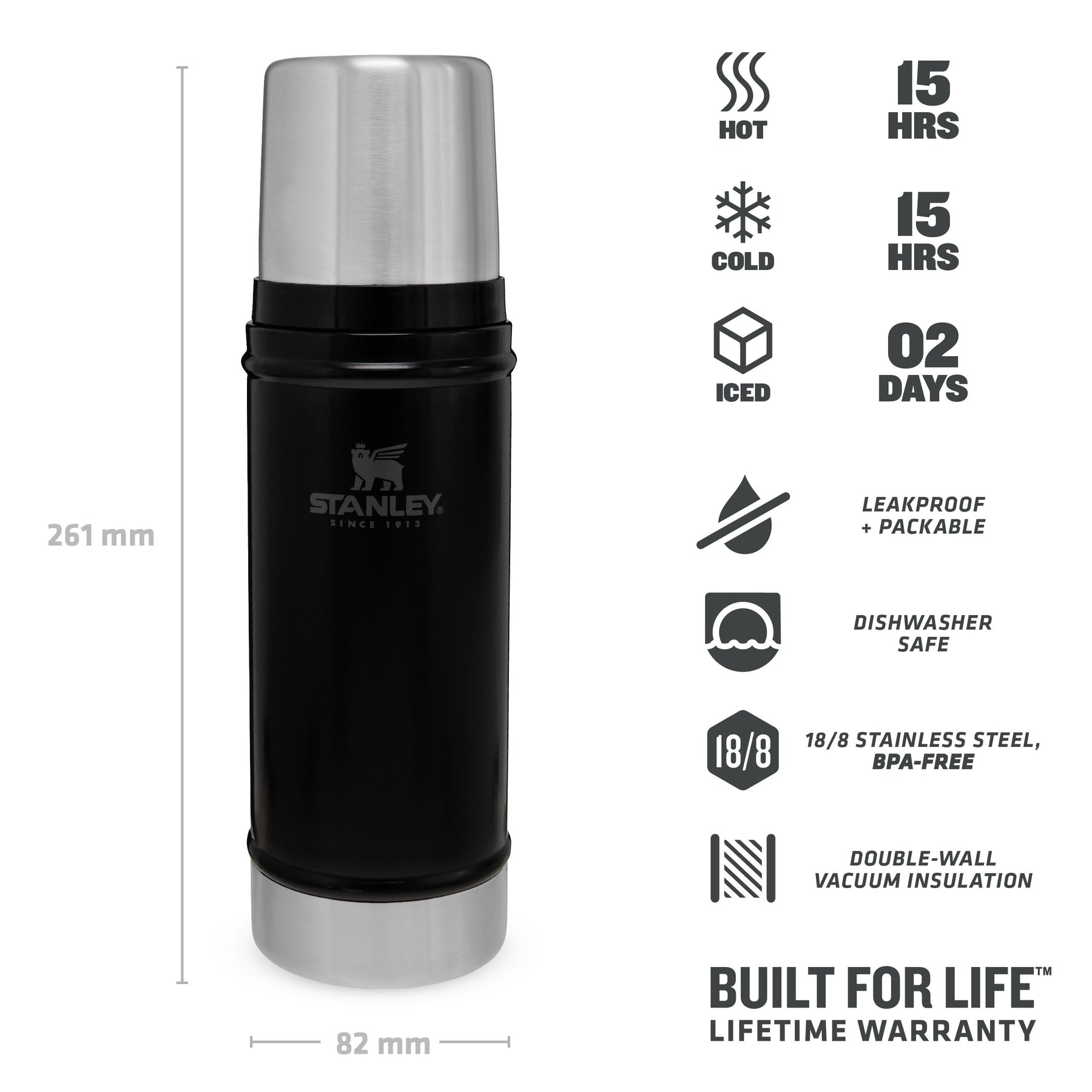 Stanley PMI The Legendary Classic Thermos 470 ml - Matte Black