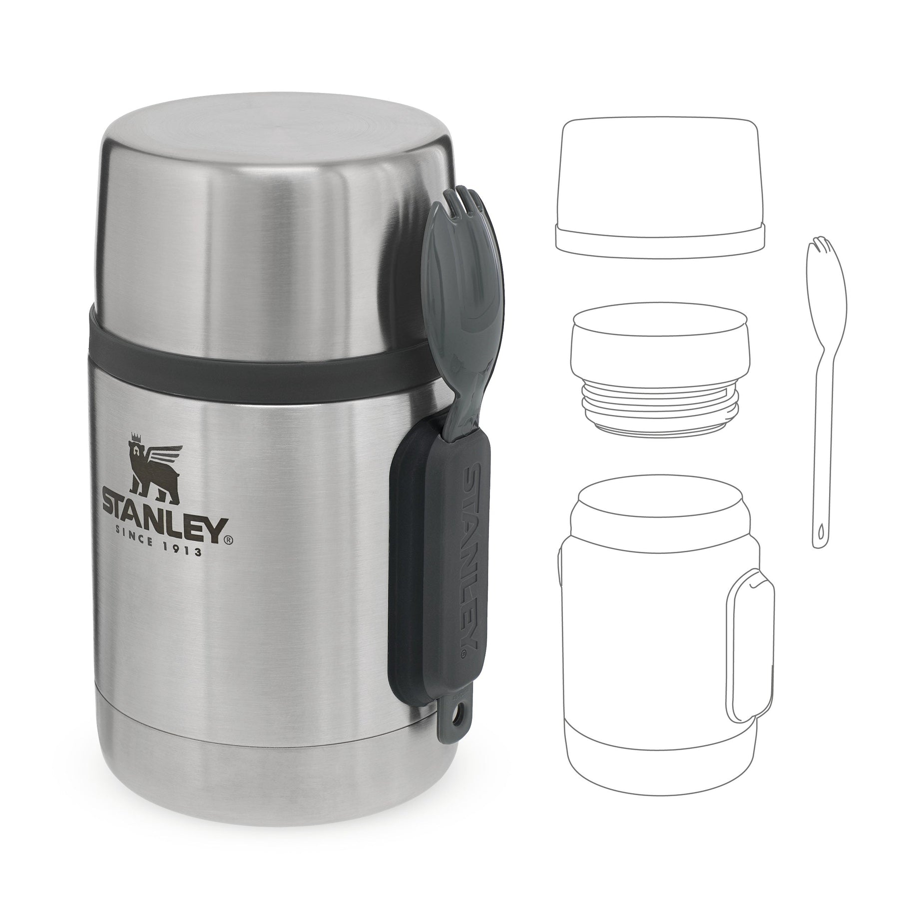 Stanley Classic Stainless Steel Thermos Vacuum Food Jar 17oz Camping Cold  Hot