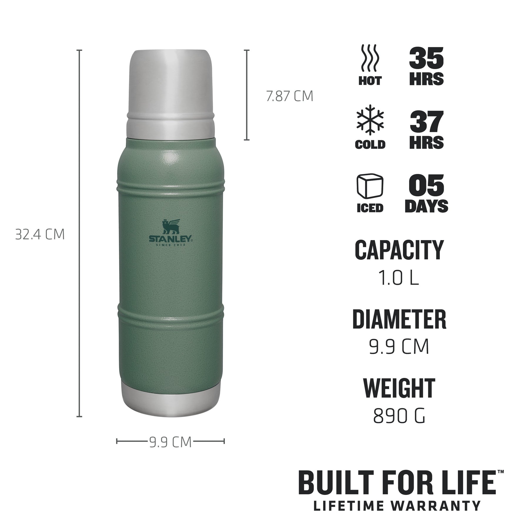 Stanley Classic Legendary Thermos Flask 1L - Keeps Hot or Cold for 24 Hours  - BPA-free Thermal Flask - Stainless Steel Leakproof Coffee Flask - Flask
