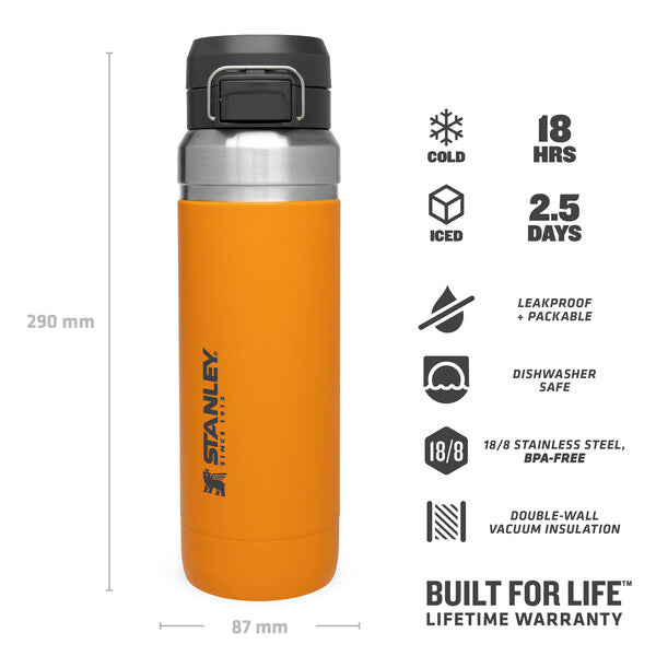 STANLEY 24 oz Orange and Silver Insulated Stainless Steel Water Bottle with  Flip-Top Lid